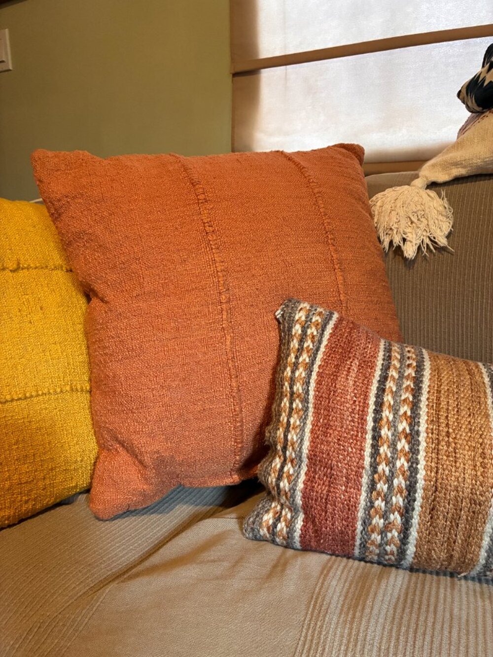 Coral Woven soft throw Pillow Cost Plus World Market boho summer vibes southwest - Picture 5 of 5